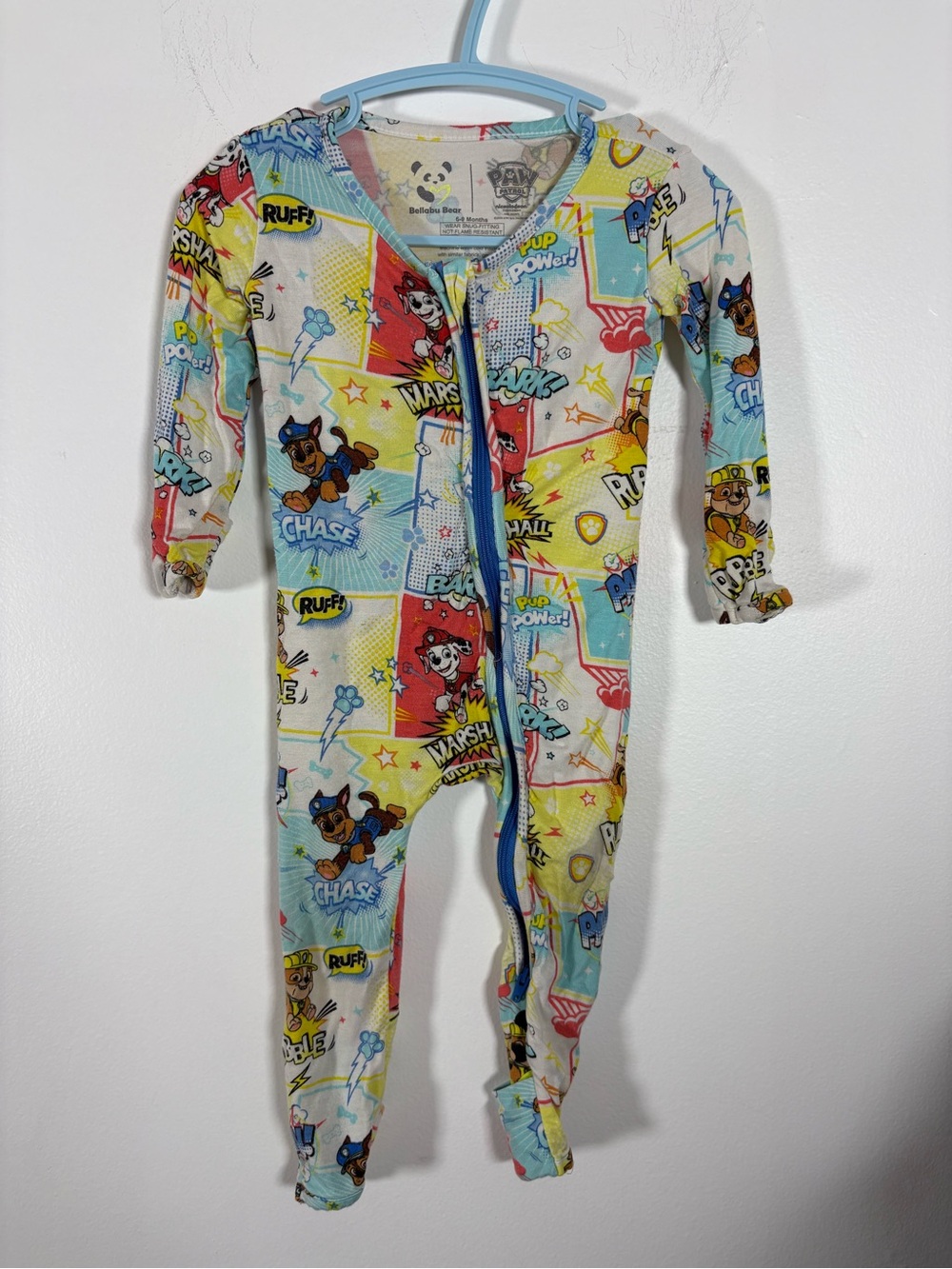 PAW Patrol Yellow & Blue Toddler One-Piece Footed Pajamas bamboo
